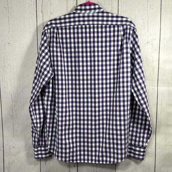 J Crew Mens Slim Fit Check Purple White Long Sleeve Cotton Button Down Shirt - Picture 15 of 15